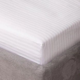 Простирадло на резинці Сатин Stripe 140х200+25 White white_stripe_200*140+25 фото