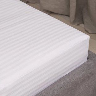 Простирадло на резинці Сатин Stripe 200х220+25 White white_stripe_200*220+25 фото