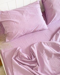 Комплект постільної білизни Євро Варена бавовна 8736 Бузковий 8736-3 фото